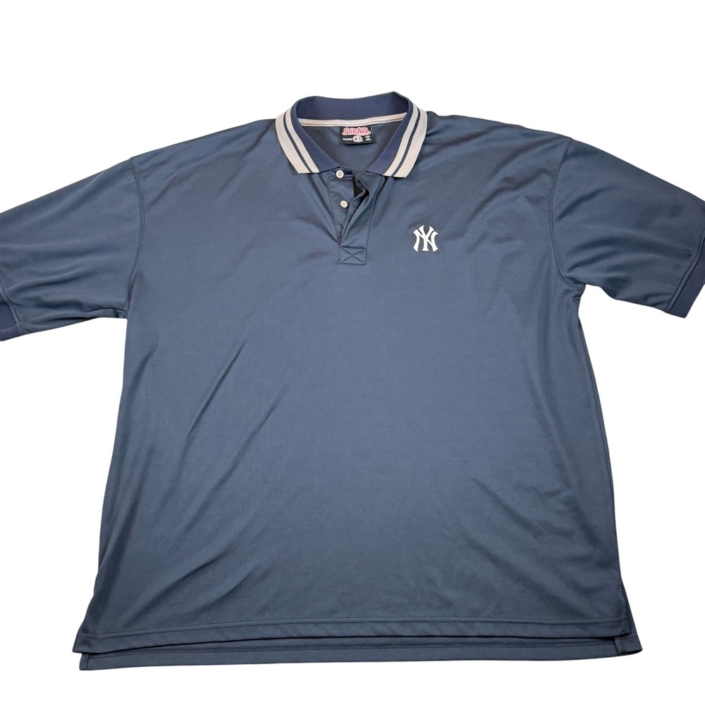 Stitches New York Yankees MLB Athletic Gear Polo Shirt 2XL Navy Blue